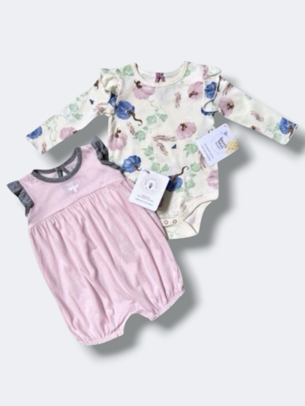 Burt’s Bees Baby Girl 2 Piece Outfit Bundle 3-6M Organic Cotton Bodysuit Romper
